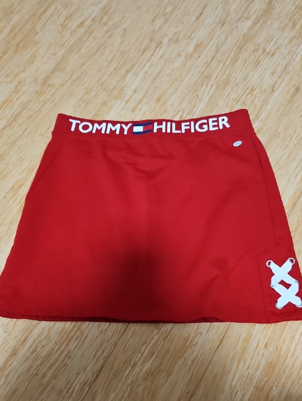 Tommy Hilfiger Kids Red Skort with White Logo Waist
